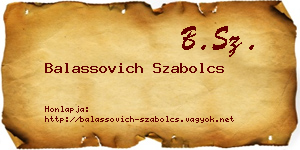 Balassovich Szabolcs névjegykártya